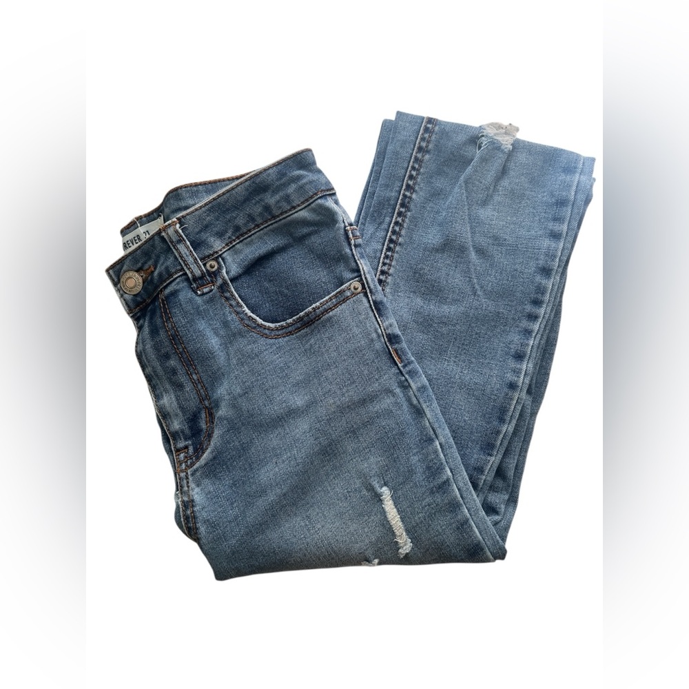 Distressed Blue Jeans